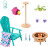 Barbie Furniture & Accessories Set, Doll House Décor, 10+ Pieces for Backyard Patio with Chair, Firepit, Birdhouse, Bird & More
