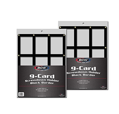 BCW Wall Mountable Trading Card Display Frame -2ct | 9 Card Screwdown Holder | High-Impact Crystal Clear Polystyrene