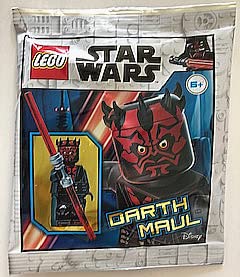 LEGO Star Wars: Darth Maul Minifigure with Metallic Silver Armor, Hood, Cape and Dual Lightsaber
