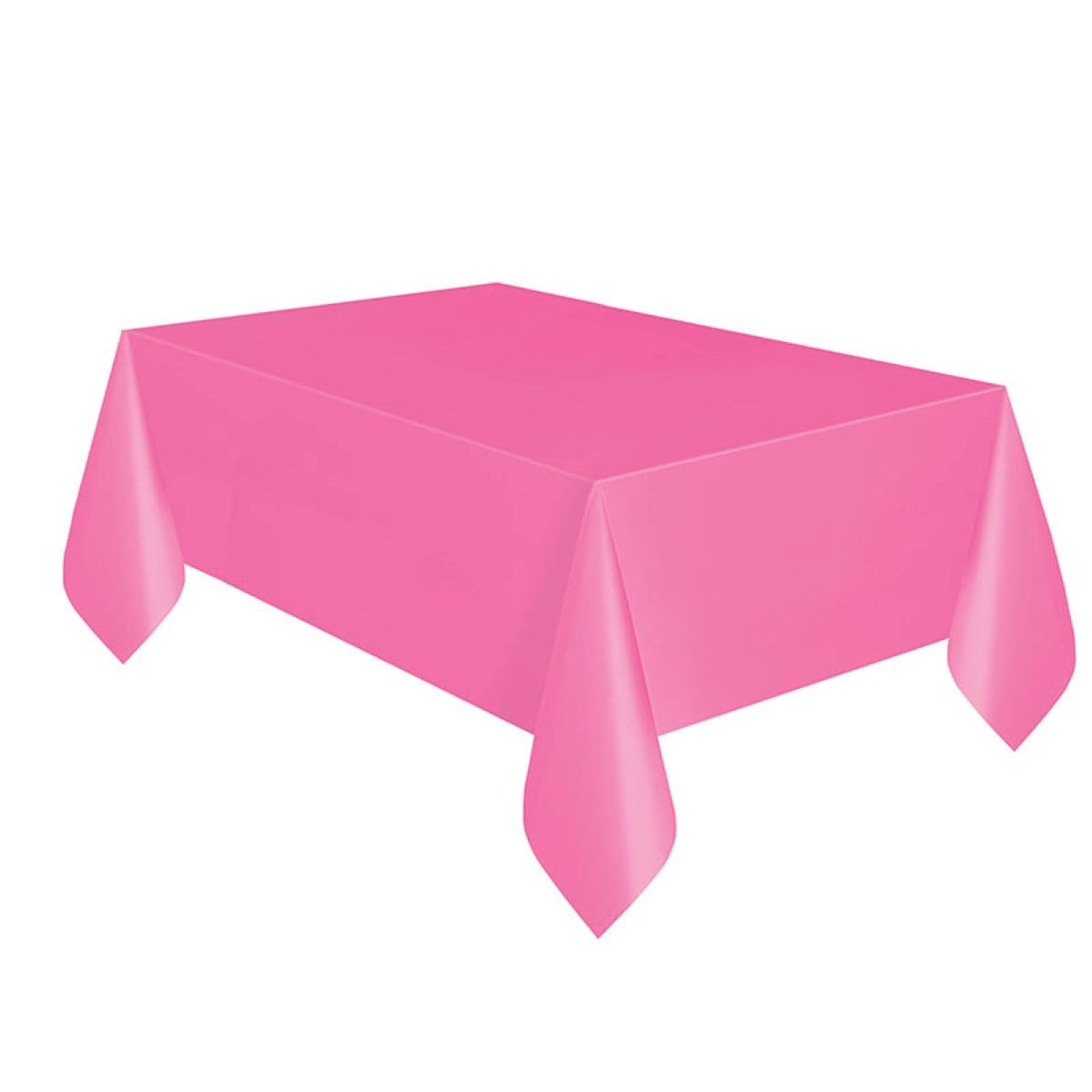 Hot Pink Solid Rectangular Plastic Table Cover (54" x 108") 1 Count - Elegant Design & Premium Quality, Ideal For Parties, Events & Everyday Use