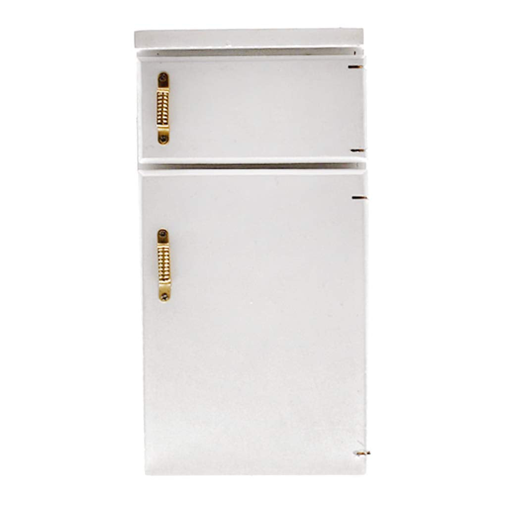 Dollhouse Accessories, 1:12 Dollhouse Kitchen Miniature White Refrigerator Furniture Model