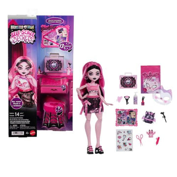 Monster High Self-Scare Secrets Draculaura Doll and Accessories Set with 13 Realistic Surprises Like Working Face Roller and Customizable Mood Board