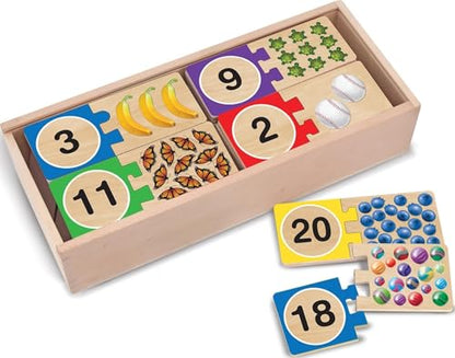 Melissa & Doug Self-Correcting Wooden Number Puzzles with Storage Box (40 pcs)