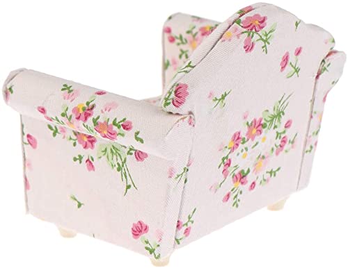 Dollhouse Furniture Set 3 Pcs 1:12 Dollhouse Miniature Wooden Sofa Cushions Armchair Pillow Kit Dolls House Furniture Couch with 1 Pc Dollhouse