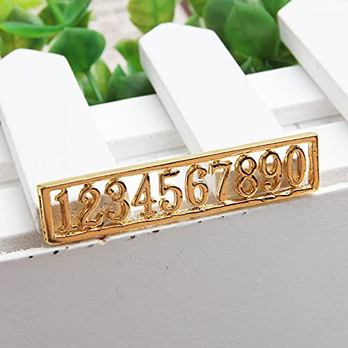 Acxico 1Pcs Mini House Miniature 1:12 Scale Set of Gold Colour Door Numbers 0-9