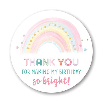 Pastel Rainbow Thank You Favor Stickers - 2"" Round - Set of 40
