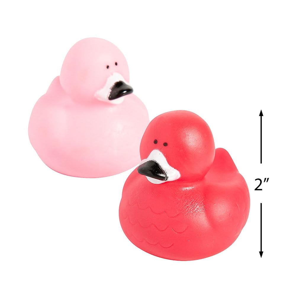 Fun Express Vinyl Flamingo Rubber Duckies | 12 Count | Great for Seasonal Holiday Party Decor, Giveaways, Prizes, and Favors