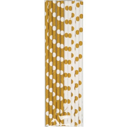 Gold Polka Dot Paper Straws, 10ct