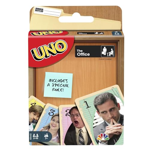 Mattel UNO The Office - Juego de Cartas con 112 Tarjetas e Instrucciones, Regalo para Nios, Adultos o Noche de Juego Familiar, Edad Recomendada: 7+