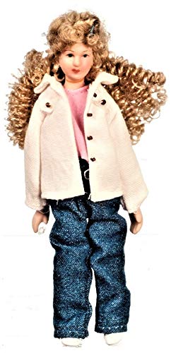 Aztec Imports, Inc. Dollhouse Miniature Doll Female, Modern Outfit, Porcelain #G7636