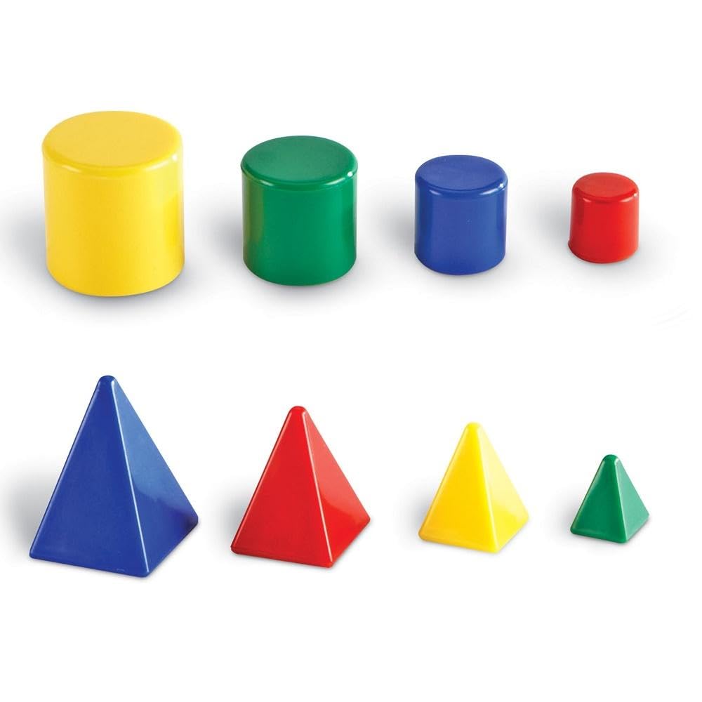 Learning Resources Mini GeoSolids - Geometry Shapes, Pattern Blocks, Homeschool, 3d School Figures for Teaching, Math Manipulatives Essentials