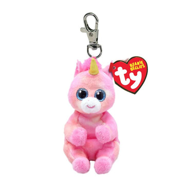 Ty Beanie Bellies Clips T43102 Soft Toy Key Holder, Skylar The Unicorn with Blue Glitter Eyes, Plush Animals with Soft Belly 12 cm