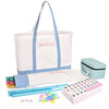 TheClouds American Mahjong Tile Set, 166 Pink Tiles (1.16"), 4 PC All-in-One Color Rack/Pushers, Canvas Storage Bag and Mahjong Accessories