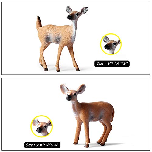 6 Pack Forest Animal Deer Figures Toy, Woodland Animal Figurine Party Supplies Christmas Buck Doe Fawn for Baby Shower Birthday Wedding