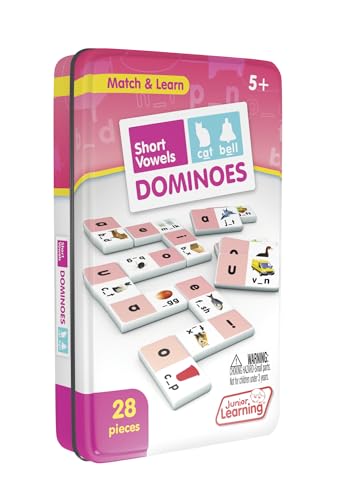 Junior Learning Short Vowel Dominoes Educational Action Games, Multi (JL493)