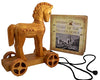 Johnny World - Ancient Toys - Wooden Trojan Horse Pull Toy with Hardcover Book! Teach Children About History Through Interactive Play