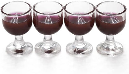 4 Pcs Red Wine 1/12 Miniature Wine Glasses Dollhouse Decoration Accessories Decoration Model Living Room Scene Craft Displays