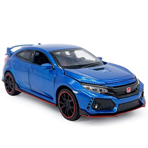 Compatible with Civic Type R Model Car Hatchback Sports Diecast Toy Cars 1/32 Scale Metal Pull Back Children's Die-cast Vehicles, Doors Open Light