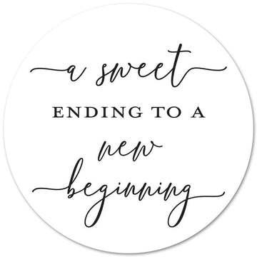 2"" Round - A Sweet Ending to A New Beginning Favor Stickers- 40 cnt
