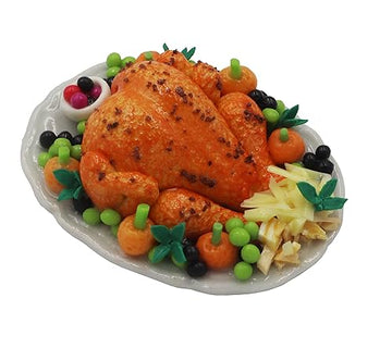 Handmade Miniature Roast Turkey - Realistic Clay Thanksgiving Turkey Figurine for Dollhouses, Food Displays, DIY Crafts & Holiday Decorations