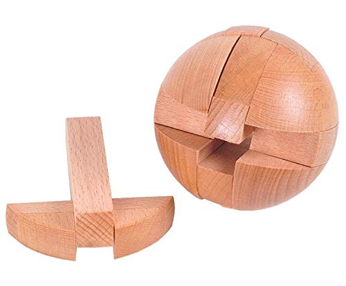 Handmade Wooden Puzzle Magic Ball Brain Teasers Toy Big Wooden Ball Lock Logic Puzzle Intelligence Game Sphere Puzzles for Adults Kids