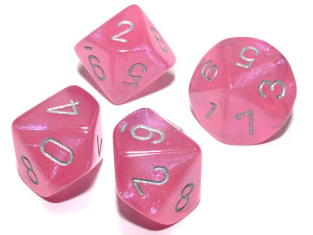Borealis Pink/Silver Luminary Set of Ten d10s
