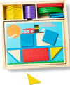 Melissa & Doug Beginner Wooden Pattern Blocks Educational Toy (5 Double-Sided Scenes and 30 Shapes, Great Gift for Girls and Boys - Best for 3, 4, and
