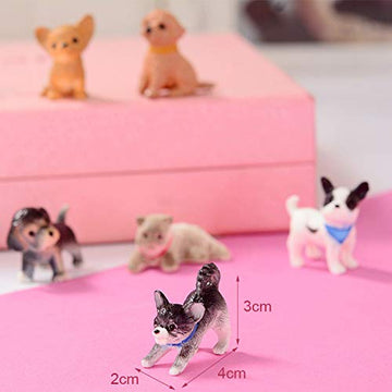 Lynkaye Mini Dog Figures,Resin Dollhouse Animal Figure for Dashboard Decorations,Office Home Desk Decorations,Car Ornament Interior Decors Rearview