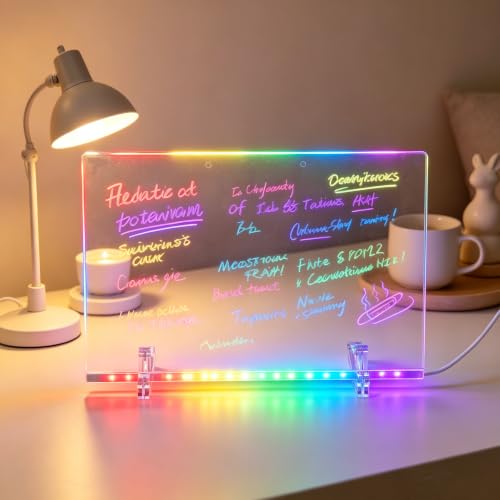 LED Drawing Board for Kids 13.7''X10'' Acrylic Message White Board