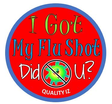 I Got My Flu Shot Did U, 2" Round, Red Stickers (50-Pk)
