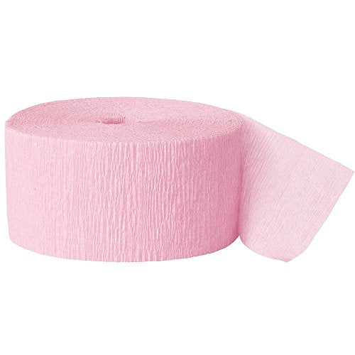 Unique Industries Crepe Paper Streamer, 81ft, Pastel Pink