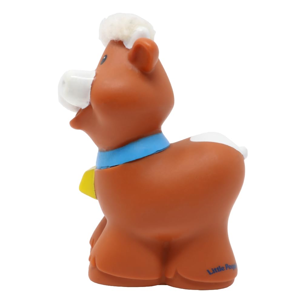 Fisher-Price Replacement Part for Collectible Little People Touch 'n Feel Farm Barn Playset K0104 - Replacement Brown and White Cow Figure with White