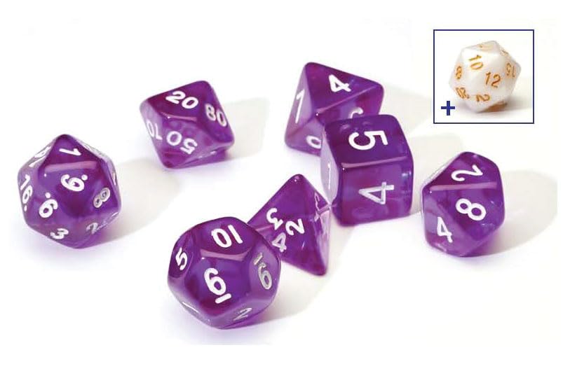 RPG Dice Set (7): Translucent Purple Resin