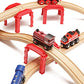 Multi Level Support Risers 6-Pack - Red Risers for Wooden Toy Train Set Creates 3 Levels of Tracks. Durable Hard Plastic Replacement Compatible