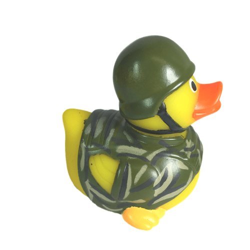 3" Rubber Duck [Sealed Hole, Floats Upright] - Baby Safe Bathtub Bathing Toy - Soldier Rubber Duck
