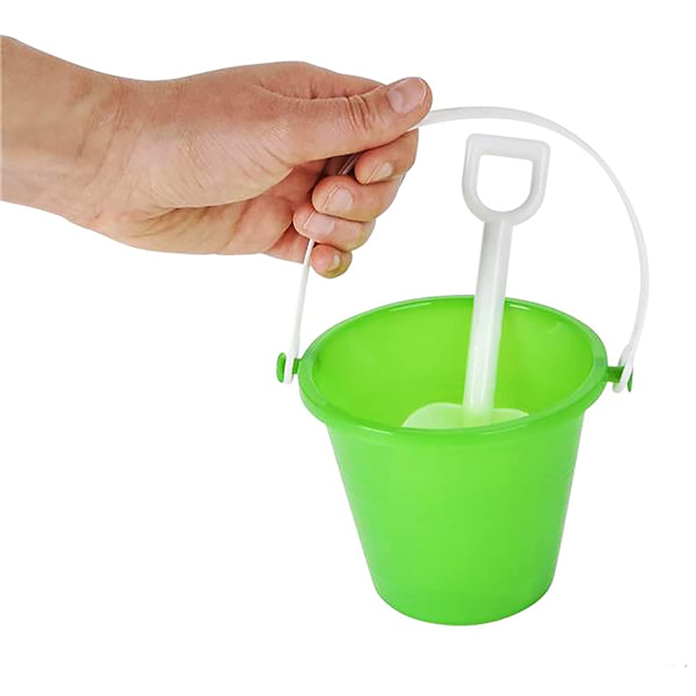 The Dreidel Company Beach Day Playsets 3-Pack 5.5" Sand Bucket Play Set Box Includes, 1 Pail, 1 Shovel Toy for Boys and Girls Birthday Party Favor