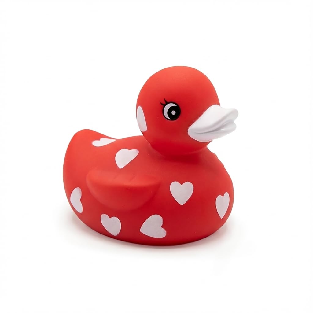 DUCKY CITY 3 Inch Valentines Rubber Duck [Squeaky, Floats Upright] | Heart Toddler Valentines Day Gift, Baby Safe Bath Toy | Jeep Ducks for Ducking