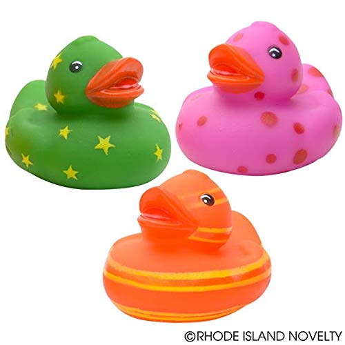 Rhode Island Novelty 2 Inch Multi-Color Pattern Rubber Duck (12 Piece)