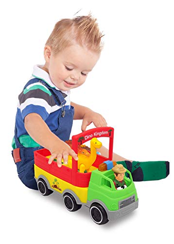 Kiddieland Dinosaur Safari Truck - Toy Vehicle with 5 Roaring Dino Figures