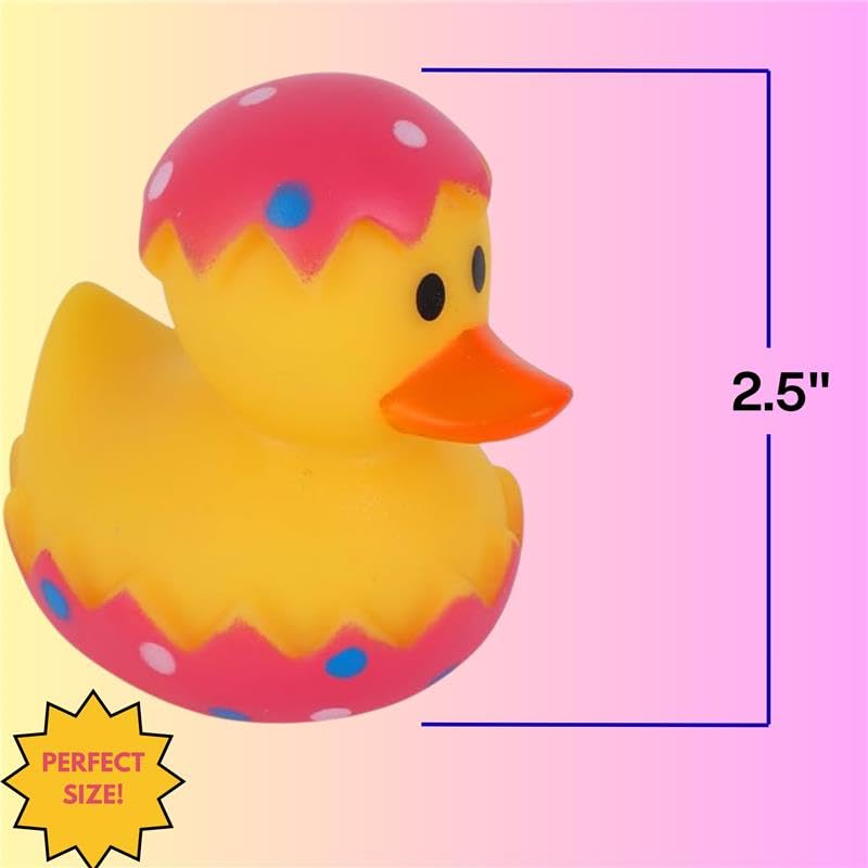 ArtCreativity 2.5 Inch Easter Rubber Ducks for Kids, Assorted Mini, Basket Stuffers, Egg Hunt Surprise Toys, Party Favors, Jeep and Bath, 12-Pack