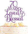 AHAORAY 70 Years Loved Cake Topper - Deep Purple Glitter 70th Birthday Cake Decorating Supplies, Perfect for 70th Anniversary or Birthday Photo Booth