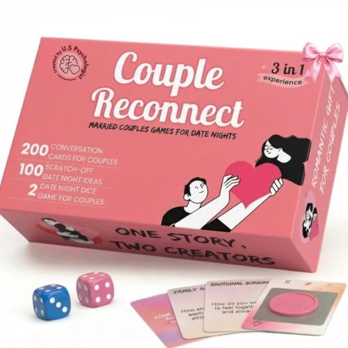 Life Sutra Couple Reconnect 3 in 1 Game - 200 Classsic Conversation Cards, 100 Scratch Off Date Adventures and Endless Date Nights Combinations
