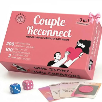 Life Sutra Couple Reconnect 3 in 1 Game - 200 Classsic Conversation Cards, 100 Scratch Off Date Adventures and Endless Date Nights Combinations