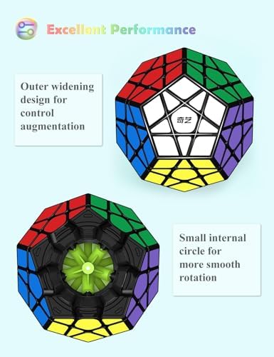 Megaminx Cube, Roxenda 3x3x3 Pentagonal Speed Cube Dodecahedron Magic Cube Puzzle Toy (Black)