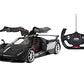 AMPERSAND SHOPS RC Luxury Super Sports Car Pagani Huayra Black Replica 1:14 Scale Full Function Remote Control with Working Headlights and Taillights