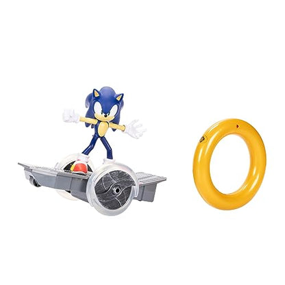 Sonic The Hedgehog Speed RC Skateboard Vehicle with Gold Ring Controller - Light Up Wheels & 360 Spins, Turbo Mode for Extra Boost, 2.4GHz, 100FT
