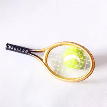 Miniature Tennis Racket Set, 1/12 Scale Accessories, Mini Racket Set, Small Tennis (Gold)