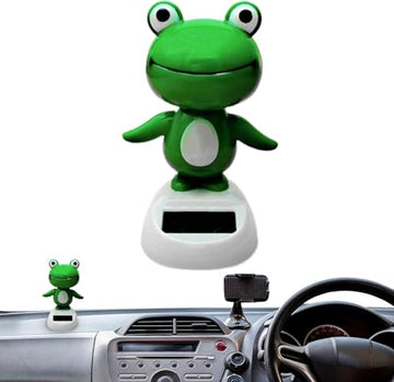 Jizlan Green Solar Bobblehead - Long-Lasting Frog Bobble Dancer Toy, Decorative Solar Energy Figurine | Eco Friendly Solar Dashboard Shaking Toy