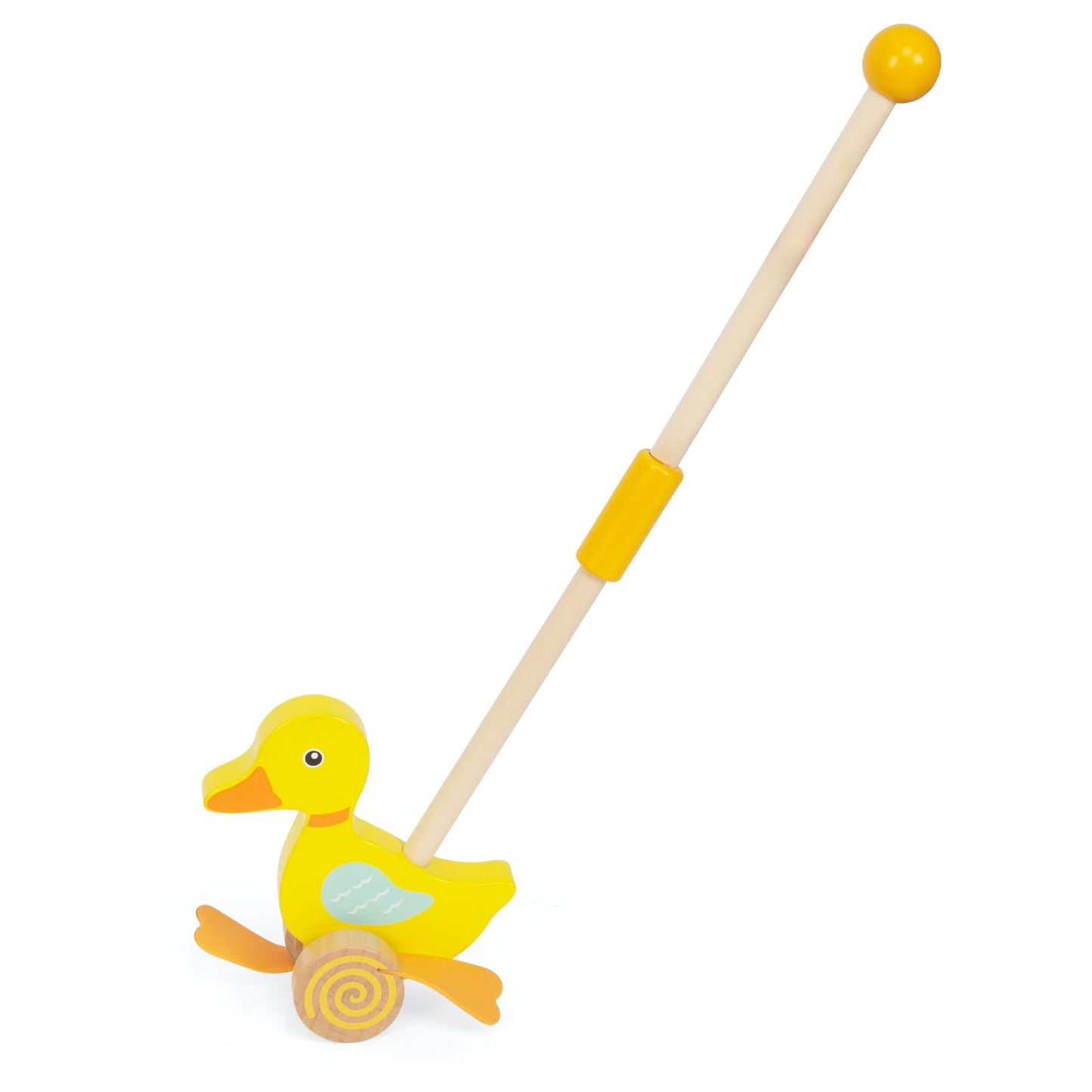 Wooden Push Toys for Toddlers 1-3, Baby Pull Along Stick Walking Duck