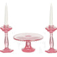 Dollhouse Miniature Chrysnbon Pink Cake Plate & Candlesticks Mini-kit